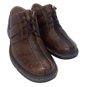 Clarks Touareg Men’s Sz 9.5 Brown Chestnut Leather Casual Oxford Loafer Shoes